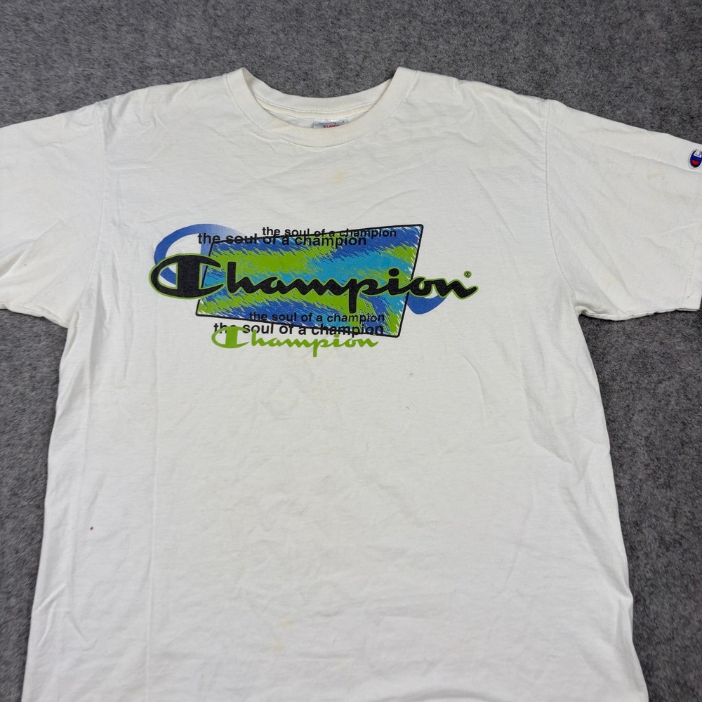 Champion T-Shirt Mens XL White Vintage 90s Soul of a Champion Graphic Tee - Picture 3 of 13